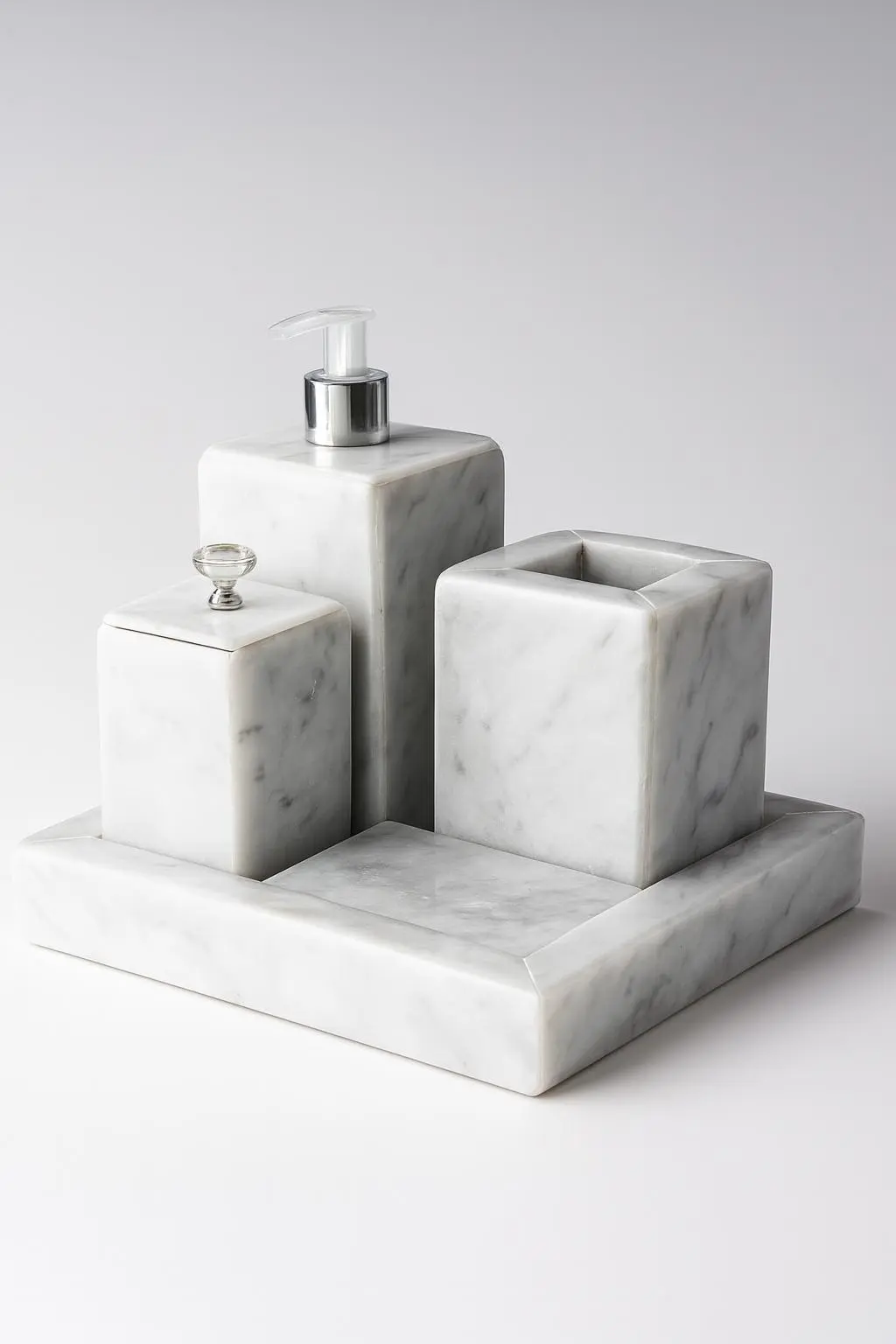 Série 5pcs accessoires salle de bain en marbre blanc